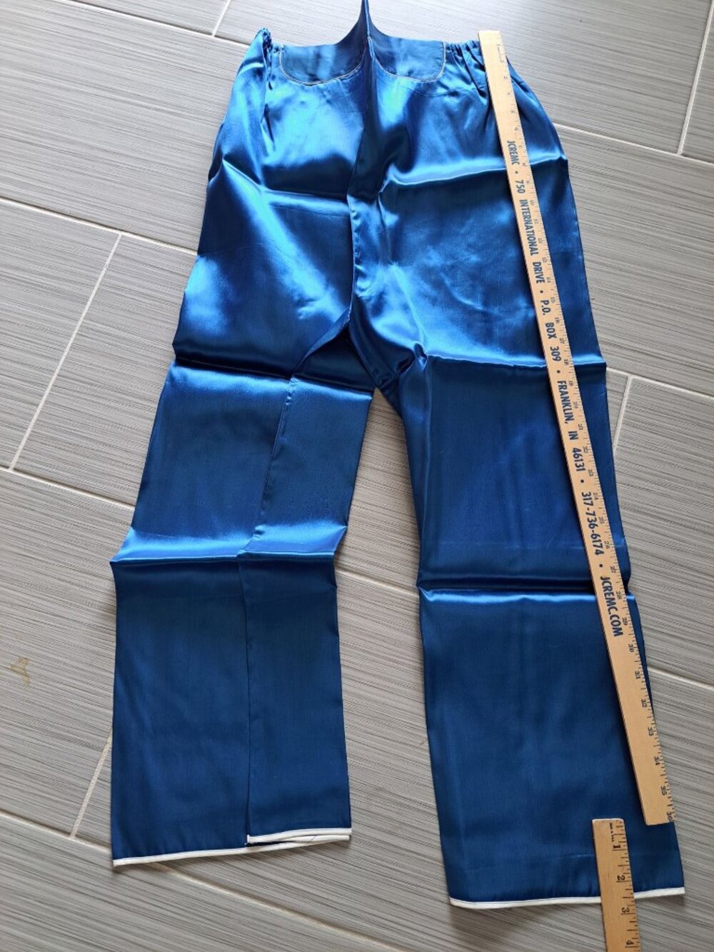 1940s Vintage Japanese Silk Pajama Set Embroidery Slippers Box Blue Collectible - Picture 10 of 11